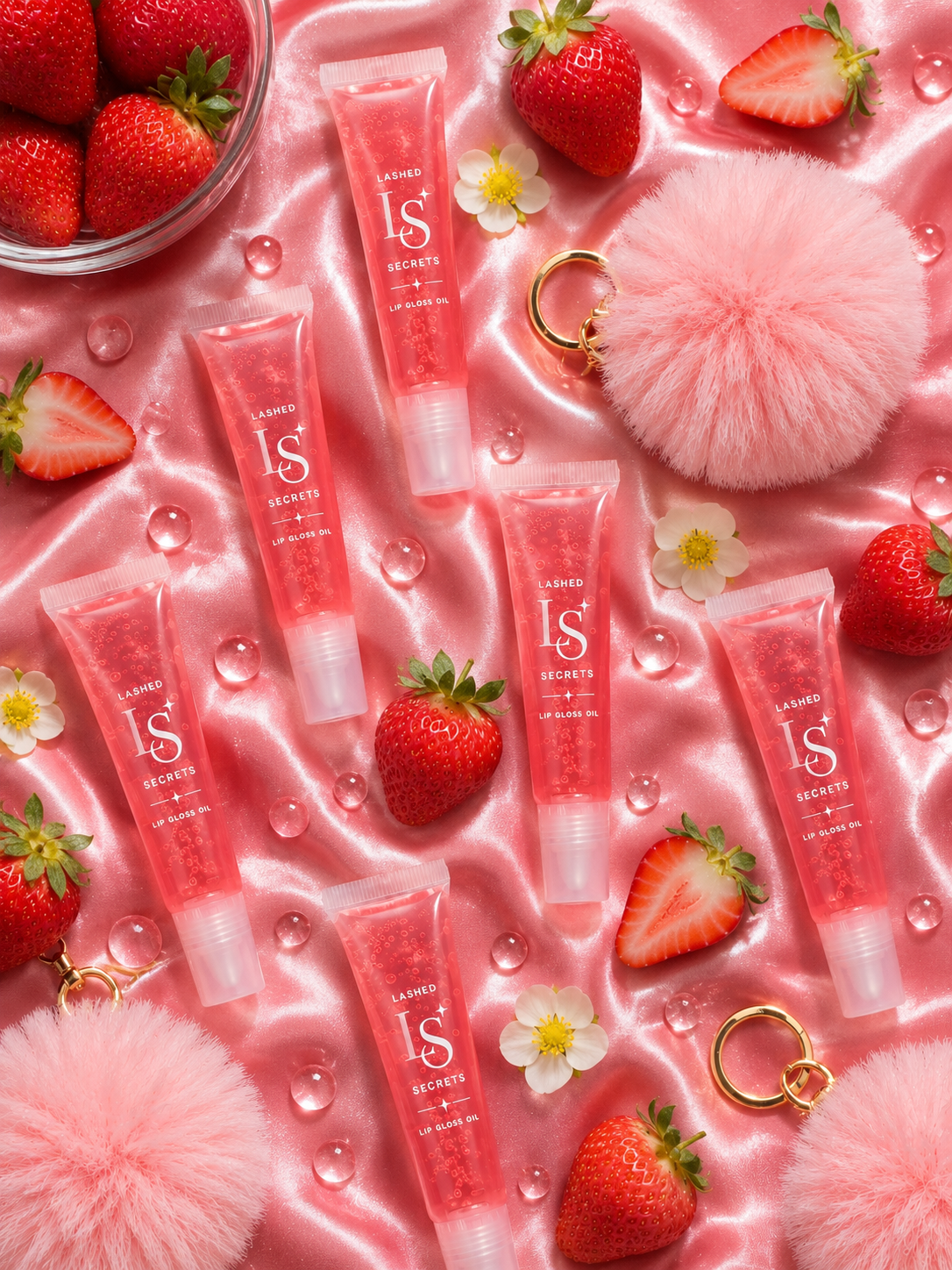 Fur Ball Key Chain Lip Gloss Oil