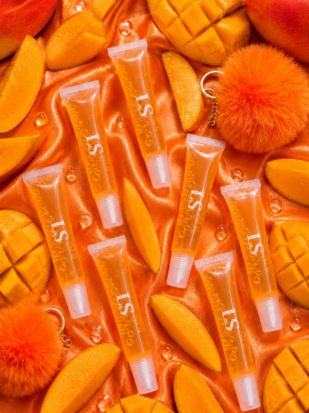 Fur Ball Key Chain Lip Gloss Oil