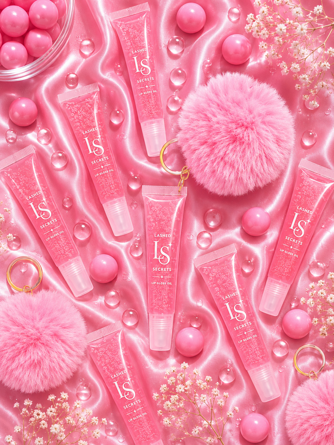 Fur Ball Key Chain Lip Gloss Oil