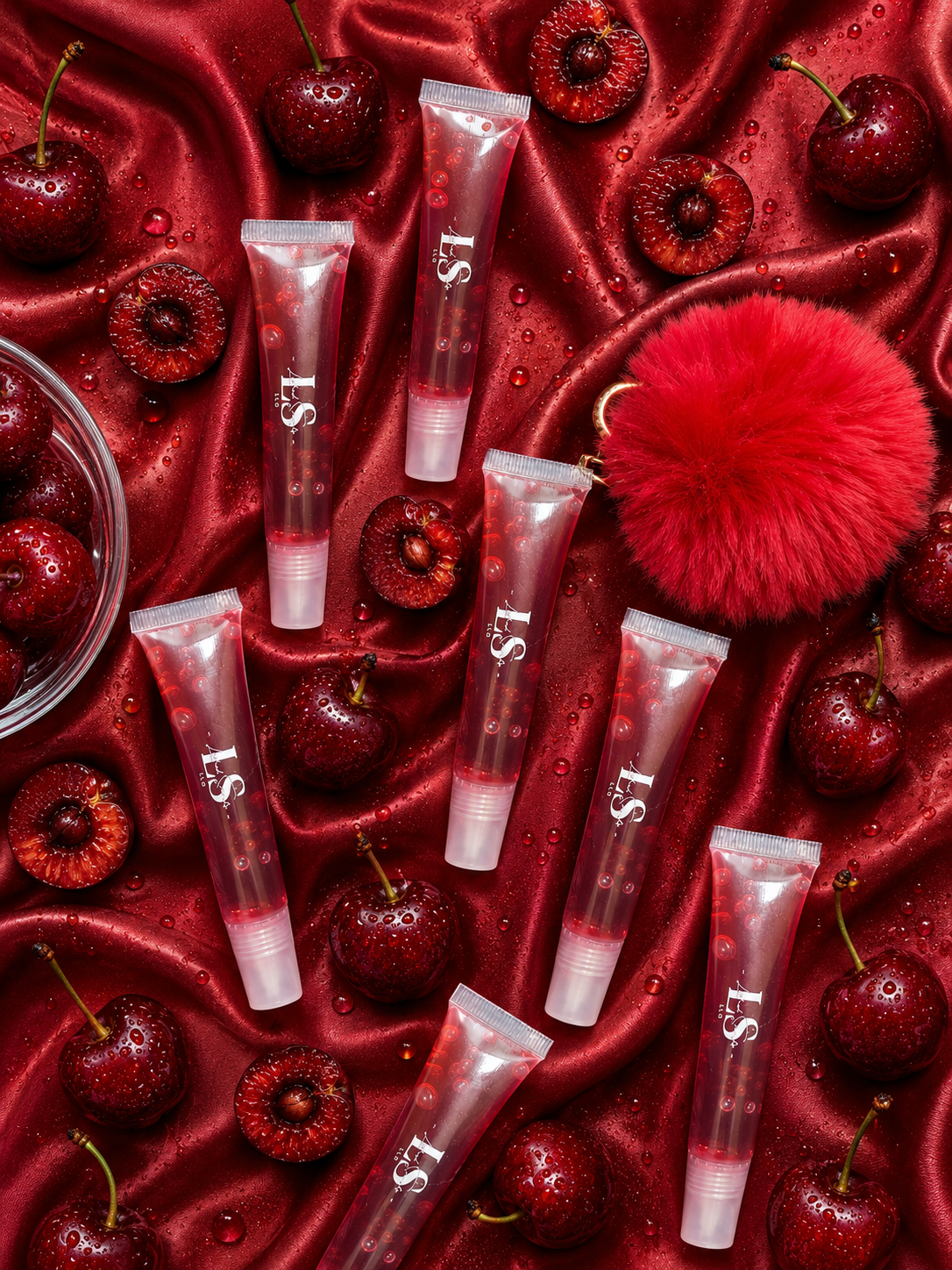 Fur Ball Key Chain Lip Gloss Oil