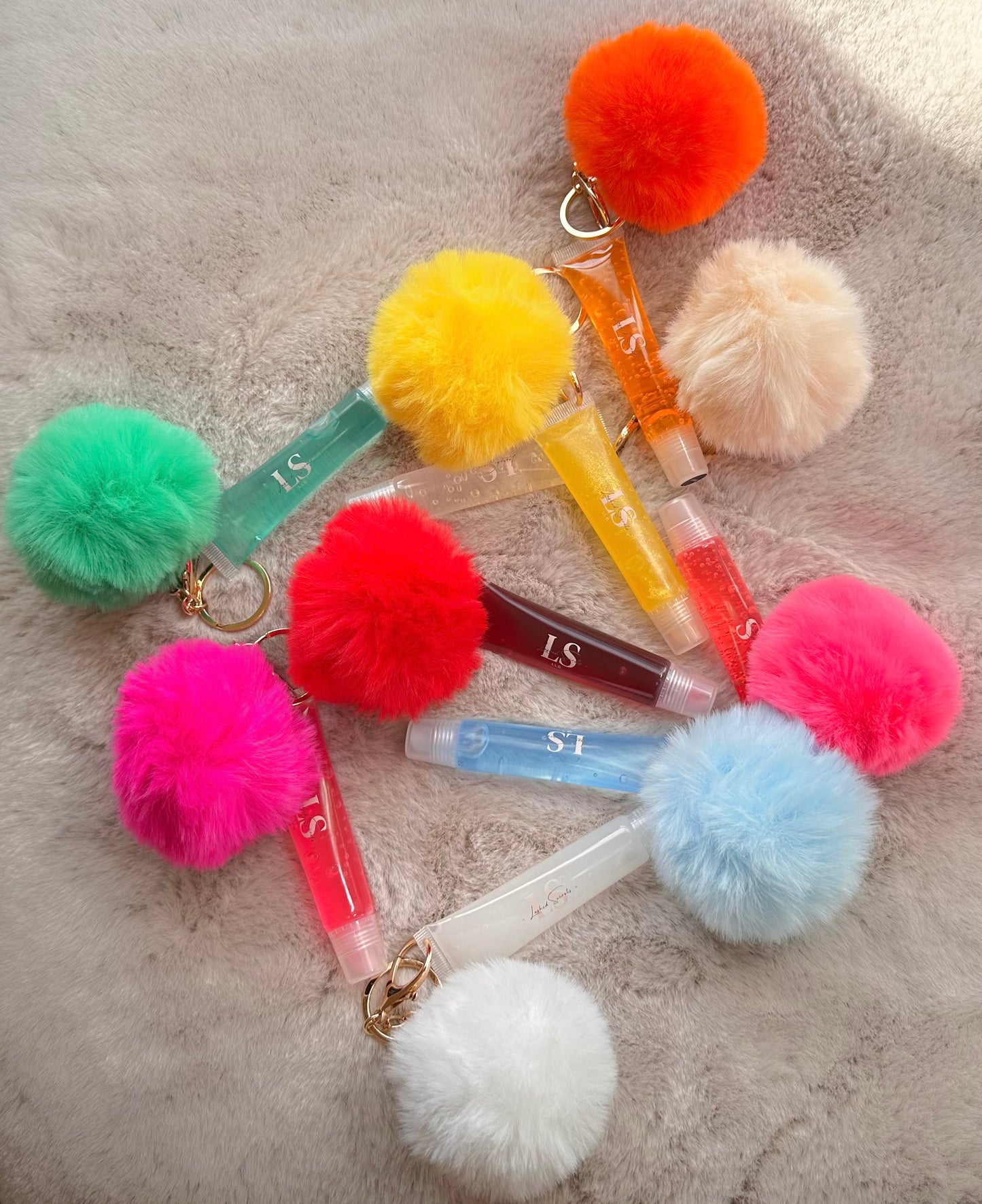 Fur Ball Key Chain Lip Gloss