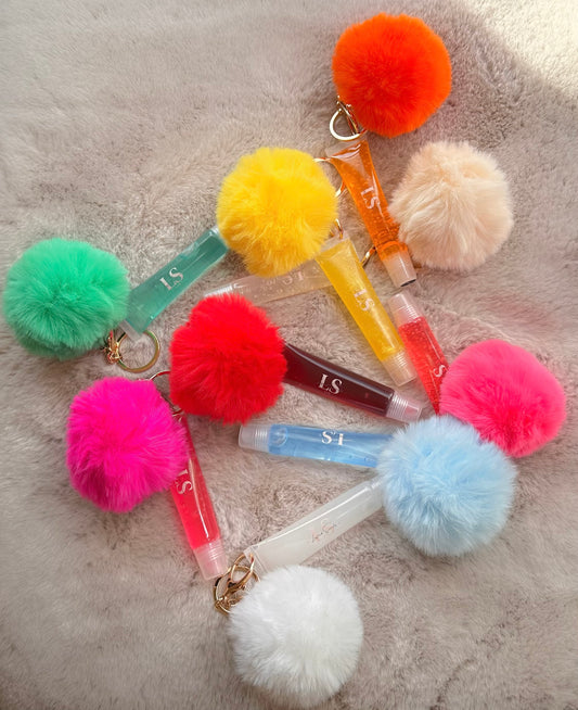 Fur Ball Key Chain Lip Gloss Oil